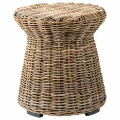 East At Main's Akiman Brown Round Rattan Accent Table