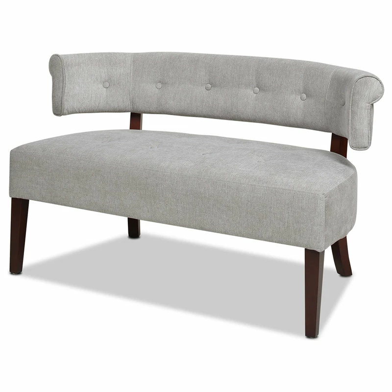 Jennifer Taylor Home Jared Roll Arm Tufted Bench Settee, Silver Gray Polyester Yarn-Dyed 8 Jennifer Taylor Home Jared Roll Arm Tufted Bench Settee, Silver Gray Polyester Yarn-Dyed - Image 6