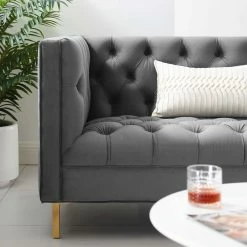 Modway Delight Tufted Button Performance Velvet Sofa EEI-3455-GRY -GDF sofa Shop c0e1d81d00cd29d2 3886 w800 h800 b0 p0