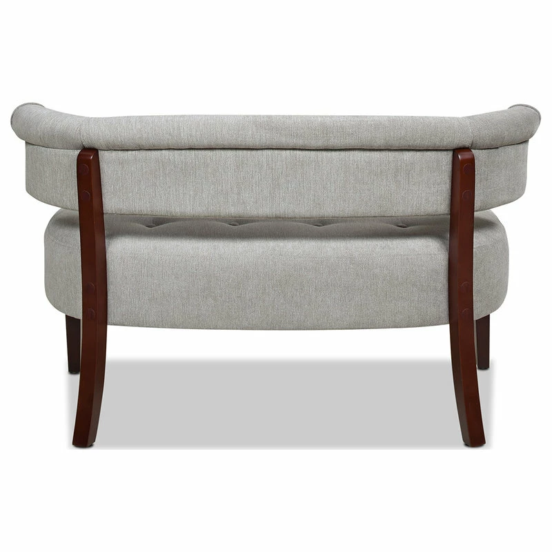 Jennifer Taylor Home Jared Roll Arm Tufted Bench Settee, Silver Gray Polyester Yarn-Dyed 11 Jennifer Taylor Home Jared Roll Arm Tufted Bench Settee, Silver Gray Polyester Yarn-Dyed - Image 9