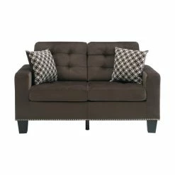 Domain Industries Inc. Lexicon Lantana Tufted Microfiber Loveseat In Chocolate -GDF sofa Shop c141a4c50f2f7ed3 3168 w800 h800 b1 p0