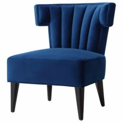 Nicole Miller Kairo Velvet Accent Chair With Tapered Legs, Navy