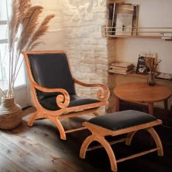 Chic Teak Inc. Teak Wood And Leather Bahama Lazy Chair With Ottoman -GDF sofa Shop c201551601843c68 1313 w800 h800 b0 p0