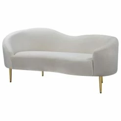 Meridian Furniture Ritz Velvet Loveseat, Cream