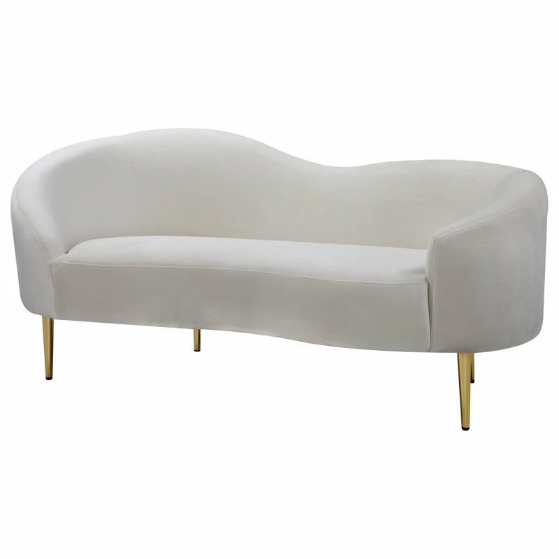 Meridian Furniture Ritz Velvet Loveseat, Cream 3 Meridian Furniture Ritz Velvet Loveseat, Cream