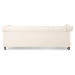 GDFStudio Bowes Chesterfield Tufted 3 Seater Sofa With Nailhead Trim, Beige + Dark Brown -GDF sofa Shop c25135ec037456b0 9063 w800 h800 b1 p0