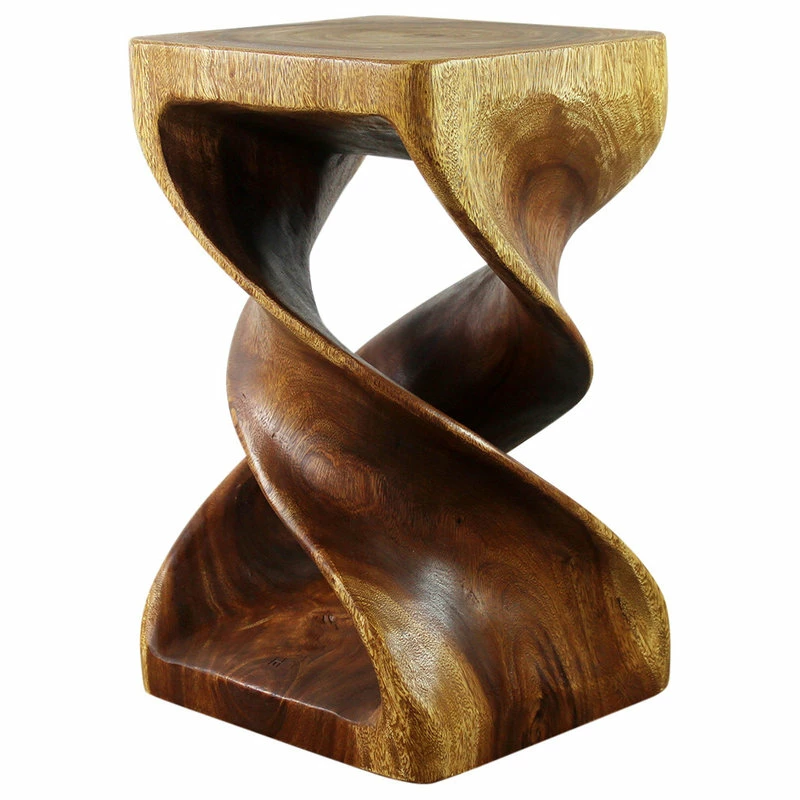 Kammika Import Export Co., Ltd (Thailand) Haussmann® Wood Double Twist Stool Table 12 In SQ X 20 In H Walnut Oil 2 Kammika Import Export Co., Ltd (Thailand) Haussmann® Wood Double Twist Stool Table 12 In SQ X 20 In H Walnut Oil