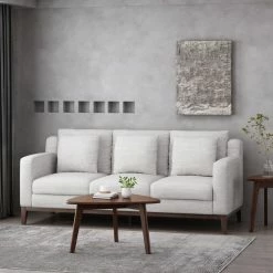 GDFStudio Noxon Fabric 3 Seater Sofa With Accent Pillows, Light Grey + Dark Walnut -GDF sofa Shop c36114b400f46a15 4483 w800 h800 b0 p0