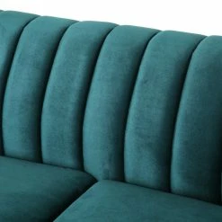 GDFStudio Bauman Modern Glam Channel Stitch Loveseat With Nailhead Trim, Teal + Dark Brown -GDF sofa Shop c3a1ae7600e60c29 2840 w800 h800 b0 p0