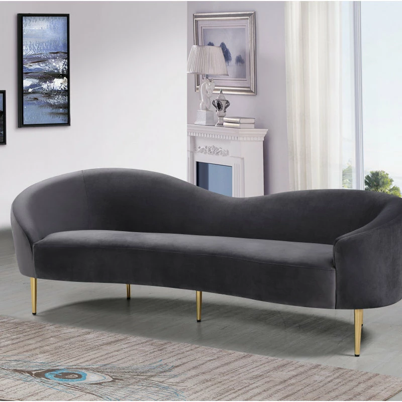 Meridian Furniture Ritz Velvet Sofa, Gray 4 Meridian Furniture Ritz Velvet Sofa, Gray - Image 2