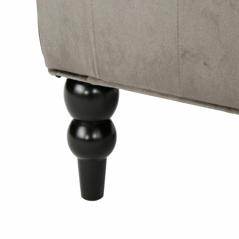 GDFStudio GDF Studio Talisa Winged High-Back Tufted New Velvet Club Chair, Gray 6 GDFStudio GDF Studio Talisa Winged High-Back Tufted New Velvet Club Chair, Gray - Image 4