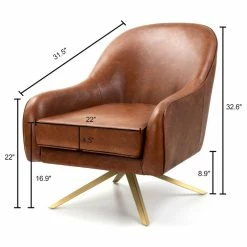 Crestlive Products Fabric Accent Chair Swivel-Base Upholstered Armchair With Memory Foam, Brown -GDF sofa Shop c5912728019ef9de 4893 w800 h800 b1 p0