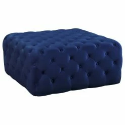 Meridian Furniture Ariel Velvet Ottoman/Bench, Navy