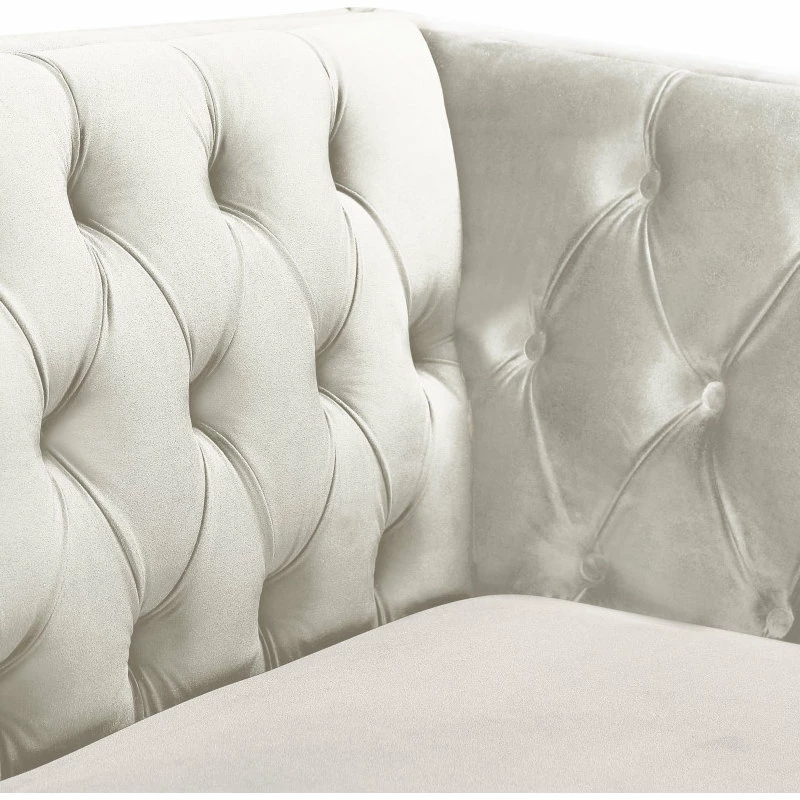 Meridian Furniture Michelle Fabric Upholstered Sofa, Gold Iron Legs, Cream Velvet 9 Meridian Furniture Michelle Fabric Upholstered Sofa, Gold Iron Legs, Cream Velvet - Image 7