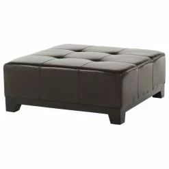GDFStudio GDF Studio Avalon Espresso Brown Leather Ottoman
