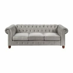 Domain Industries Inc. Lexicon Welwyn Velvet Chesterfield Sofa In Gray -GDF sofa Shop c69115240fffda41 3468 w800 h800 b1 p0