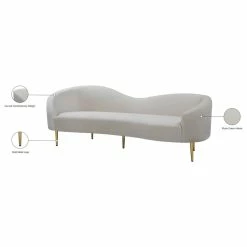 Meridian Furniture Ritz Velvet Sofa, Cream -GDF sofa Shop c6b1075a02741427 6476 w800 h800 b1 p0