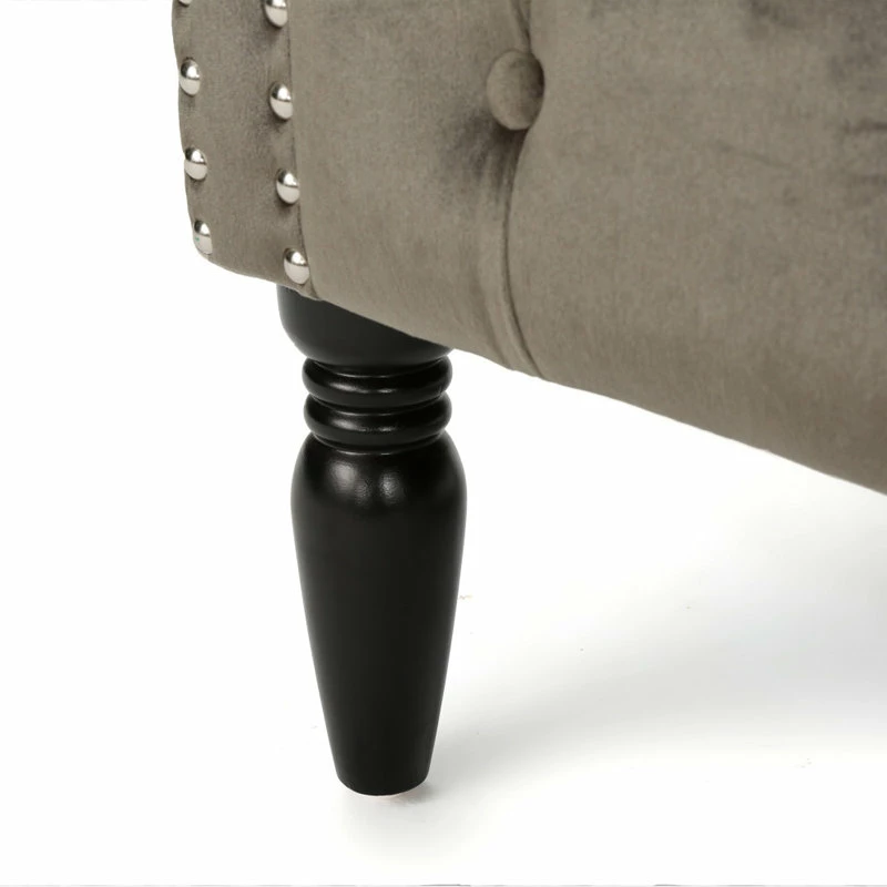 GDFStudio GDF Studio Melaina Tufted Scroll Arm New Velvet Loveseat, Gray 6 GDFStudio GDF Studio Melaina Tufted Scroll Arm New Velvet Loveseat, Gray - Image 4