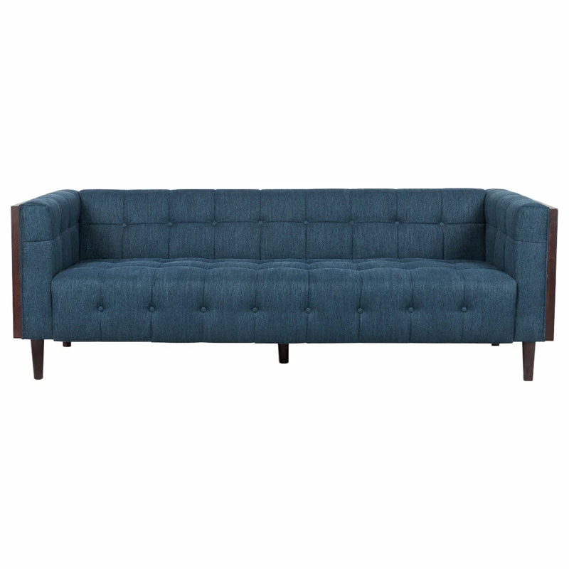 GDFStudio Croton Contemporary Tufted 3 Seater Sofa, Navy Blue + Brown 3 GDFStudio Croton Contemporary Tufted 3 Seater Sofa, Navy Blue + Brown