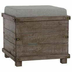 Cortesi Home Scusset Storage Chest Tray Ottoman In Fabric And Wood, Grey