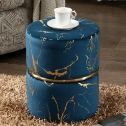 Duhome Elegant Lifestyle Luxury Hot Stamped Velvet Ottoman, Blue -GDF sofa Shop c7e1ec5e0046e1f4 0440 w800 h800 b0 p0