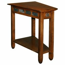 Leick Home Leick Furniture Rustic Slate Wood Recliner Wedge End Table In Rustic Oak