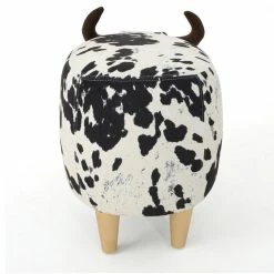 GDFStudio GDF Studio Bertha Milk Cow Patterned New Velvet Ottoman, Black/White Cow -GDF sofa Shop c8b1074401b6c908 8228 w800 h800 b1 p0