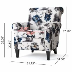 GDFStudio GDF Studio Manon Blue & White Floral Print Fabric Club Chair -GDF sofa Shop c8d14fc3036c6087 0985 w800 h800 b1 p0