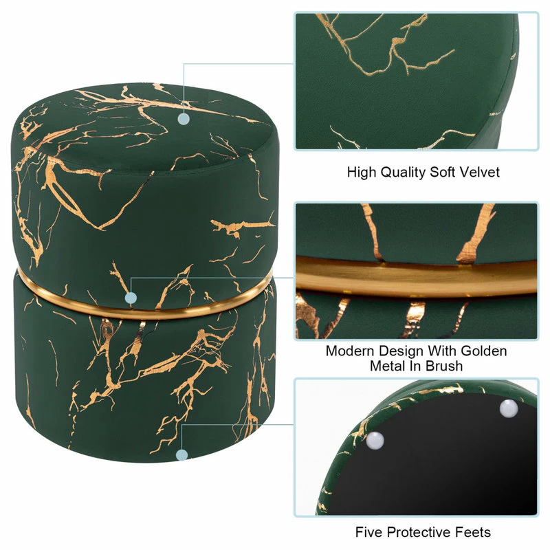 Duhome Elegant Lifestyle Luxury Hot Stamped Velvet Ottoman, Dark Green 6 Duhome Elegant Lifestyle Luxury Hot Stamped Velvet Ottoman, Dark Green - Image 4
