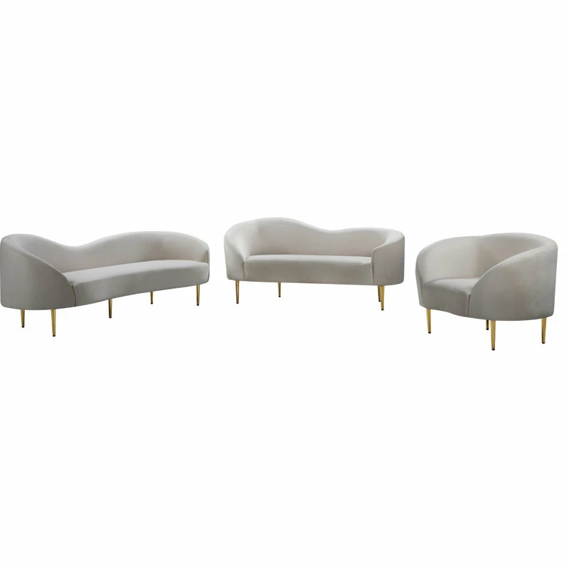 Meridian Furniture Ritz Velvet Loveseat, Cream 8 Meridian Furniture Ritz Velvet Loveseat, Cream - Image 6
