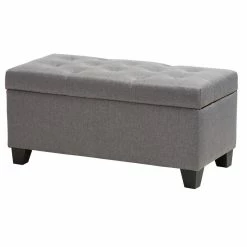 Baxton Studio Michaela Fabric Upholstered Storage Ottoman, Gray