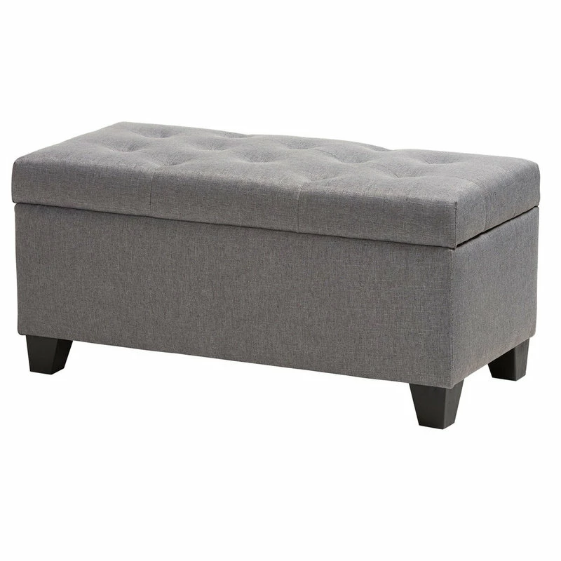 Baxton Studio Michaela Fabric Upholstered Storage Ottoman, Gray 3 Baxton Studio Michaela Fabric Upholstered Storage Ottoman, Gray