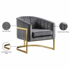 Meridian Furniture Carter Velvet Accent Chair, Gray -GDF sofa Shop ca51b3af02740c11 2808 w800 h800 b1 p0