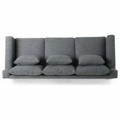 GDFStudio Noxon Fabric 3 Seater Sofa With Accent Pillows, Charcoal + Dark Walnut -GDF sofa Shop ca6134bb005272e2 4488 w800 h800 b1 p0