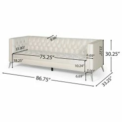 GDFStudio Roxanne Tufted Velvet 3 Seat Sofa, Beige/Silver 14 GDFStudio Roxanne Tufted Velvet 3 Seat Sofa, Beige/Silver -GDF sofa Shop ca61c1a702f0ddb0 3339 w800 h800 b1 p0
