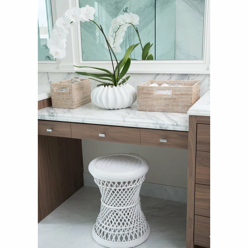 KOUBOO Coron Rattan Stool, Side Table/Planter Stand, White 7 KOUBOO Coron Rattan Stool, Side Table/Planter Stand, White - Image 5