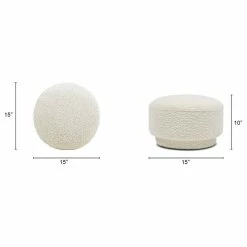 Jennifer Taylor Home Fuji 15" Mushroom Footstool Ottoman, Ivory White Boucle -GDF sofa Shop cd51af5703fe5841 3430 w800 h800 b1 p0