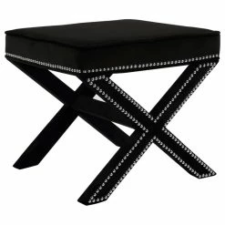 Meridian Furniture Nixon Black Velvet Ottoman/Bench