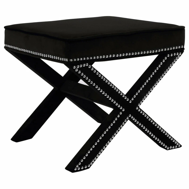 Meridian Furniture Nixon Black Velvet Ottoman/Bench 3 Meridian Furniture Nixon Black Velvet Ottoman/Bench