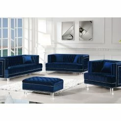 Meridian Furniture Lucas Velvet Sofa, Navy -GDF sofa Shop ce51367002740de3 9117 w800 h800 b0 p0