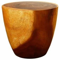 Strata Furniture Oval Drum End Table, Oak
