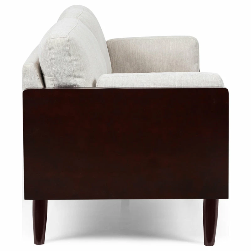 GDFStudio Bagan Mid-Century Modern Upholstered 3 Seater Sofa, Beige + Dark Walnut 9 GDFStudio Bagan Mid-Century Modern Upholstered 3 Seater Sofa, Beige + Dark Walnut - Image 7