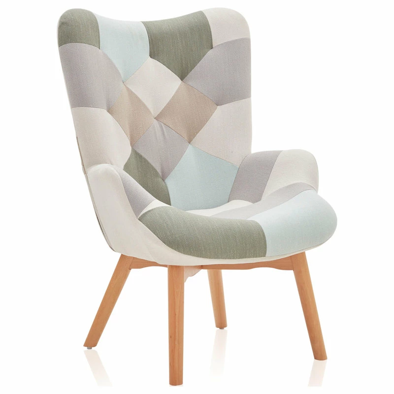 Belleze Paramount Accent Chair Multicolor Patchwork Linen Tufted Arm Chair, Patchwork A 3 Belleze Paramount Accent Chair Multicolor Patchwork Linen Tufted Arm Chair, Patchwork A