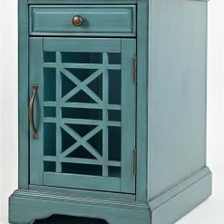Jofran Craftsman Power Chairside Table, Antique Blue -GDF sofa Shop d021f1110cf9614f 9408 w800 h800 b0 p0