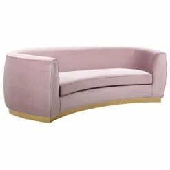 Meridian Furniture Julian Velvet Sofa, Pink, Gold Base