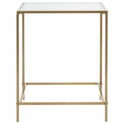 Euro Style Arvi 18" Clear Glass Side Table, Brass