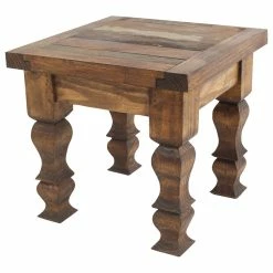 Mexican Imports Rustic Old Door Reclaimed Wood End Table, Natural