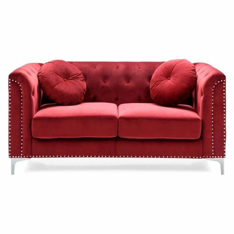 Glory Furniture Pompano Velvet Loveseat In Burgundy 5 Glory Furniture Pompano Velvet Loveseat In Burgundy - Image 3