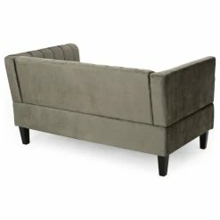 GDFStudio Judson Channel Stitch Velvet Settee, Gray/Dark Brown -GDF sofa Shop d131fd490f9070a0 5158 w800 h800 b1 p0