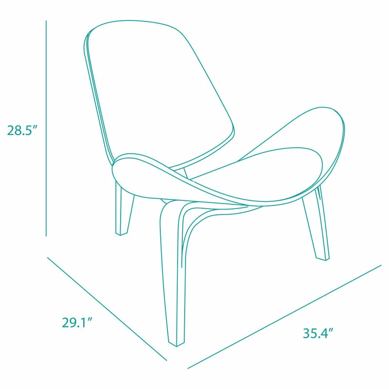 Belleze Tripod Plywood Lounge Chair Faux Leather, Black 6 Belleze Tripod Plywood Lounge Chair Faux Leather, Black - Image 4